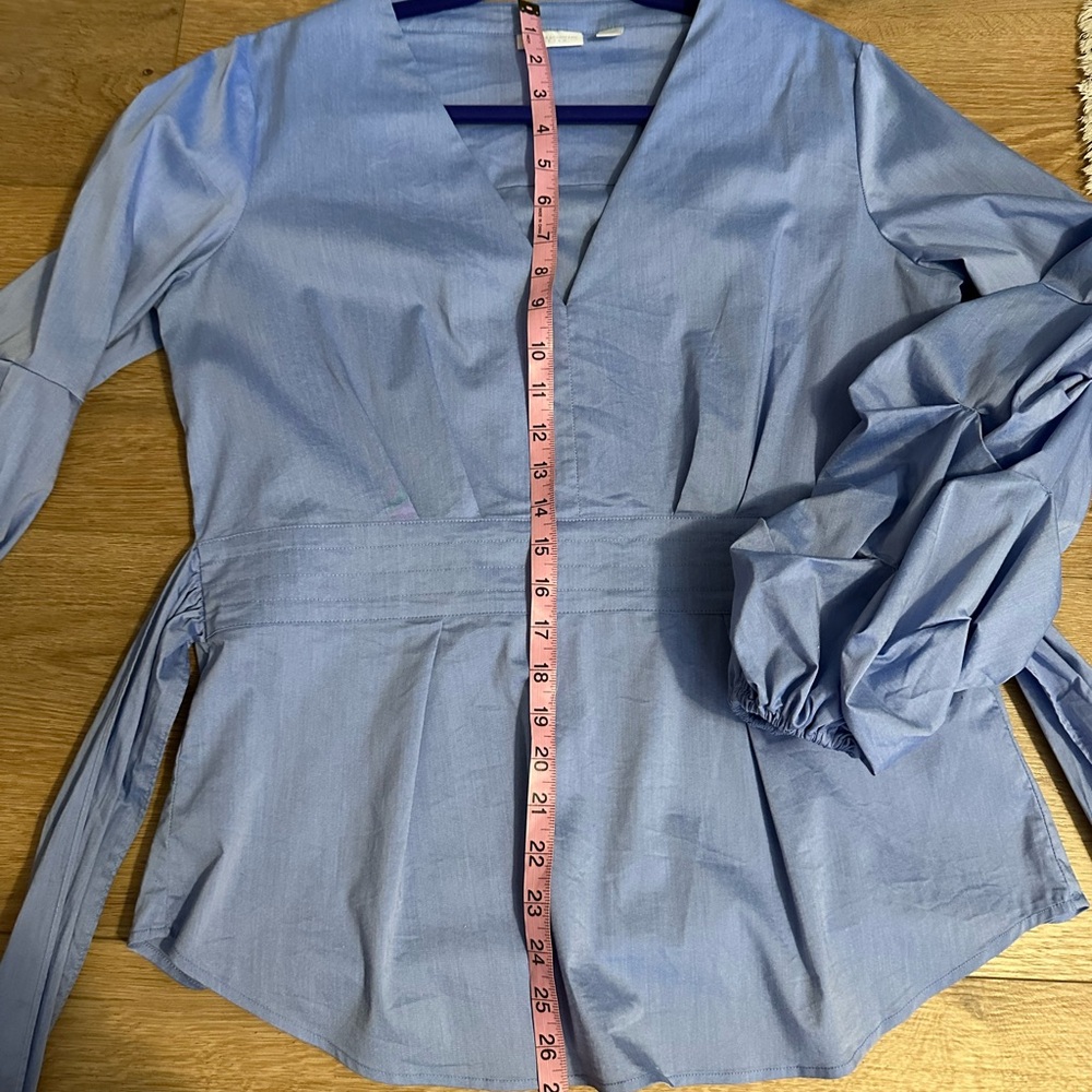 Womens bow and bell sleeve v-neck blouse